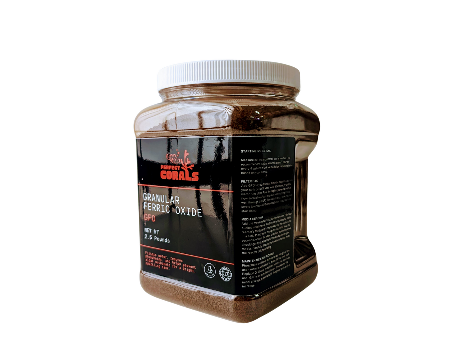Granular Ferric Oxide (GFO), Bayoxide E33, Saltwater & Freshwater Aquarium Filtration Media for Phosphate Removal