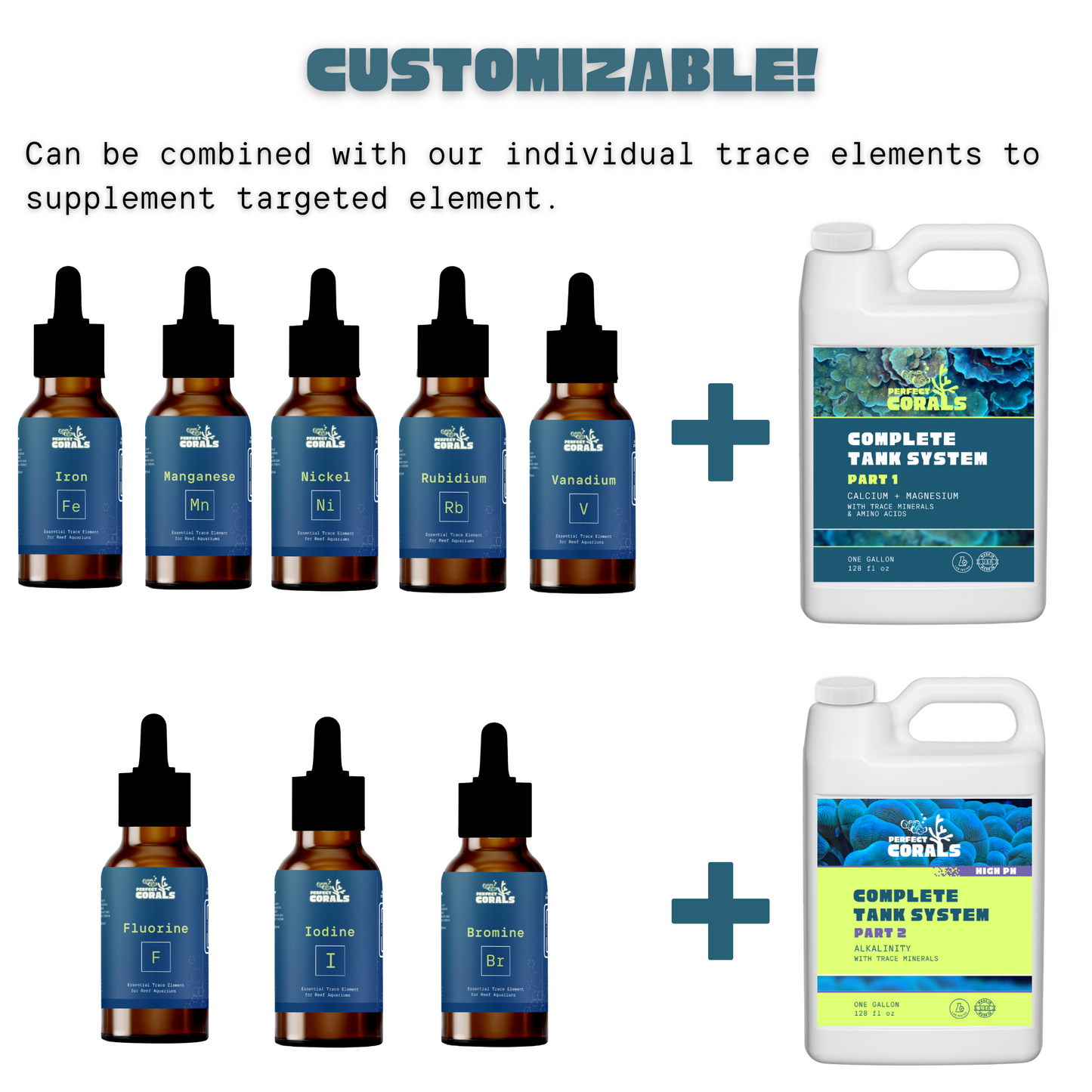 Complete Tank System Set (High pH): 2-Part Calcium and pH Boosting Alkalinity, Trace Minerals & Amino Acids for Reef Tank Care & Coral Growth