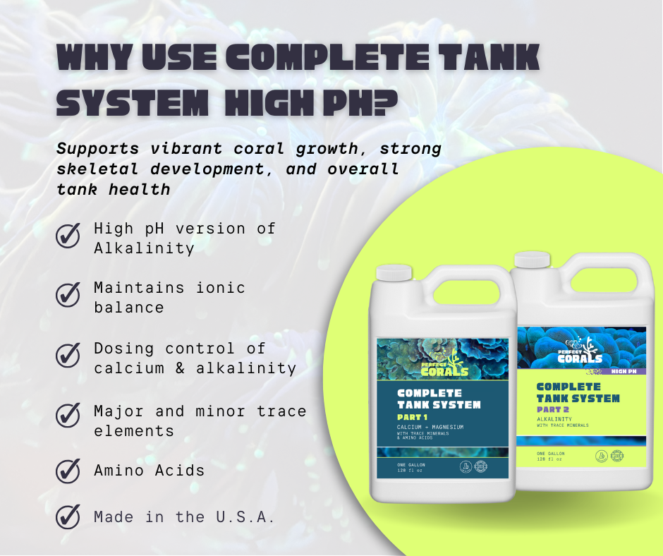 Complete Tank System Set (High pH): 2-Part Calcium and pH Boosting Alkalinity, Trace Minerals & Amino Acids for Reef Tank Care & Coral Growth